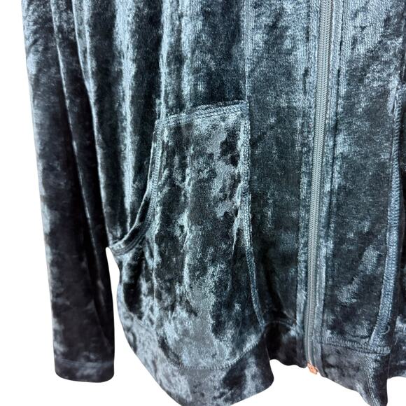 Spa by Chicos Womens Crushed Velvet Hooded Full Zip Jacket Loungewear sz 3 / XL - Picture 6 of 16